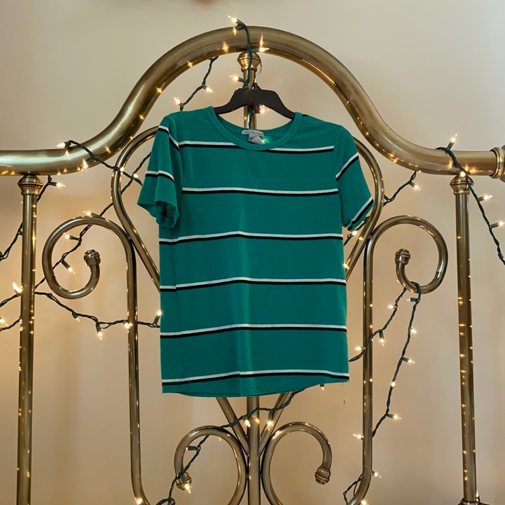 Charlotte Russe Green Striped Tshirt